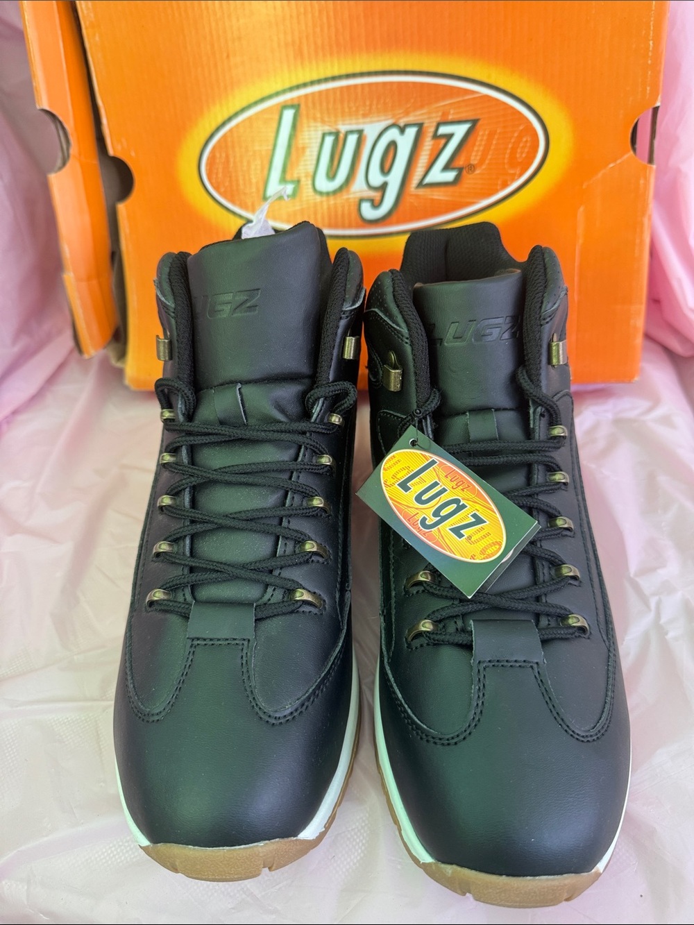 Lugz Men’s Black High-Top Boots with Brown Outsole